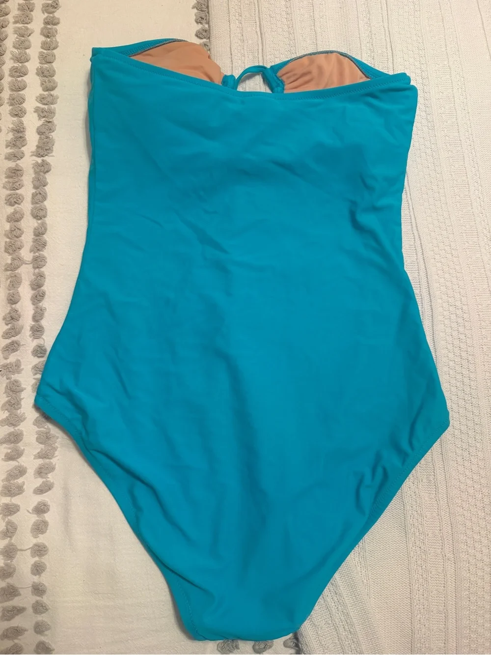J.Crew Factory Aqua Halter Keyhole One Piece Swimsuit Size M